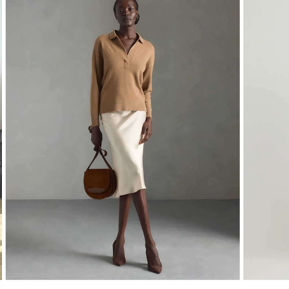 Cream Knee-High Boots and Rust Midi Skirt